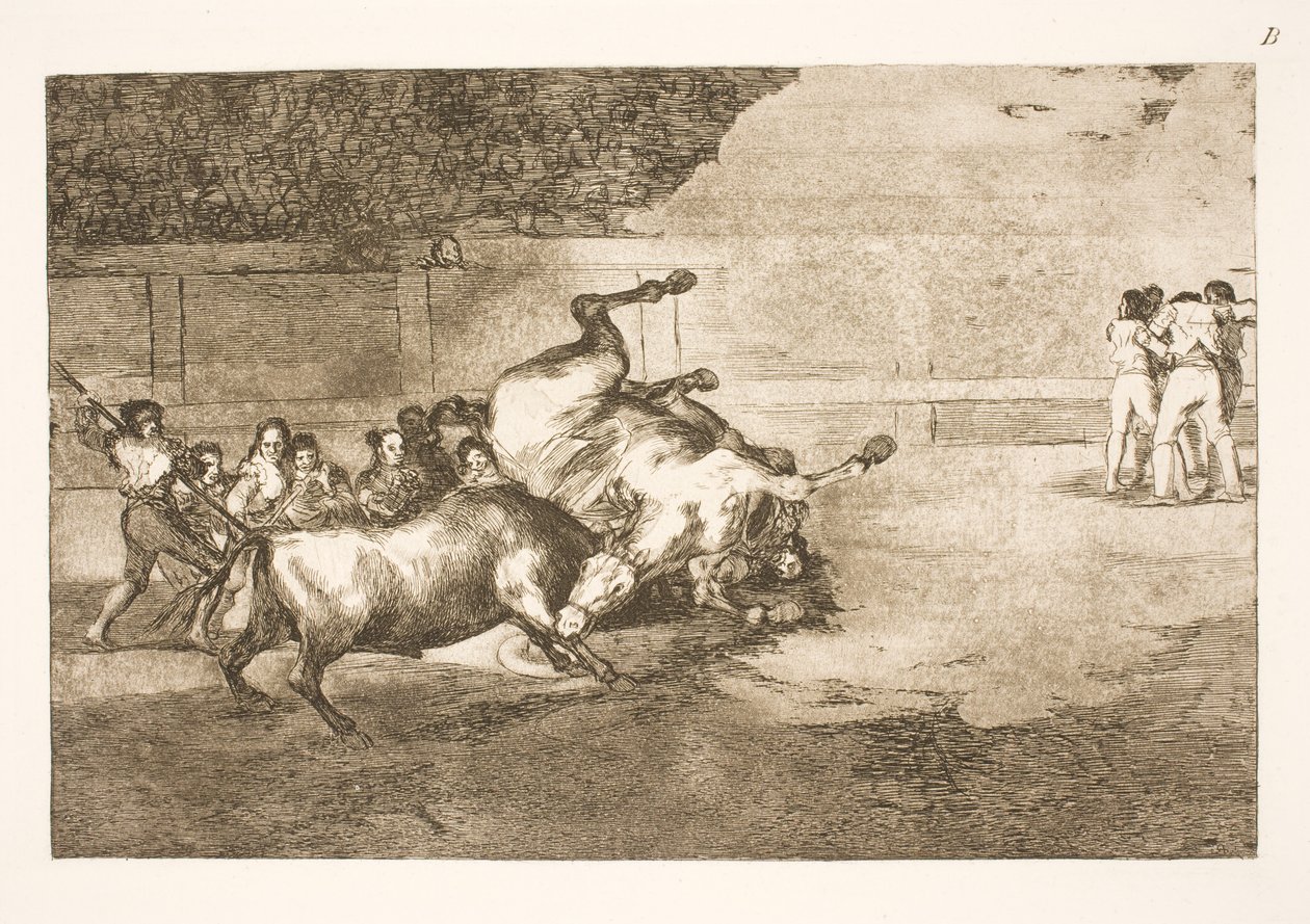 Cavallo gettato a terra da un toro da Francisco de Goya