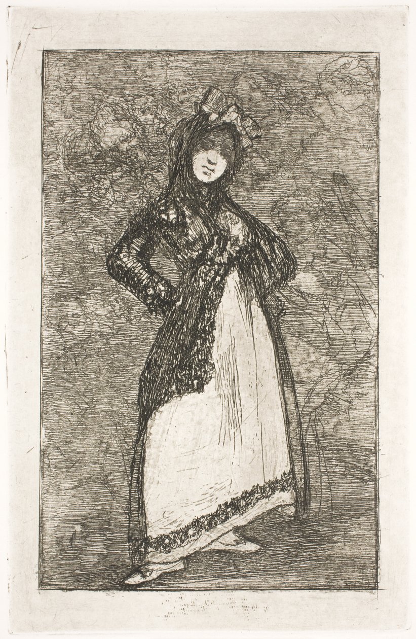 Maja su uno sfondo di demoni da Francisco de Goya