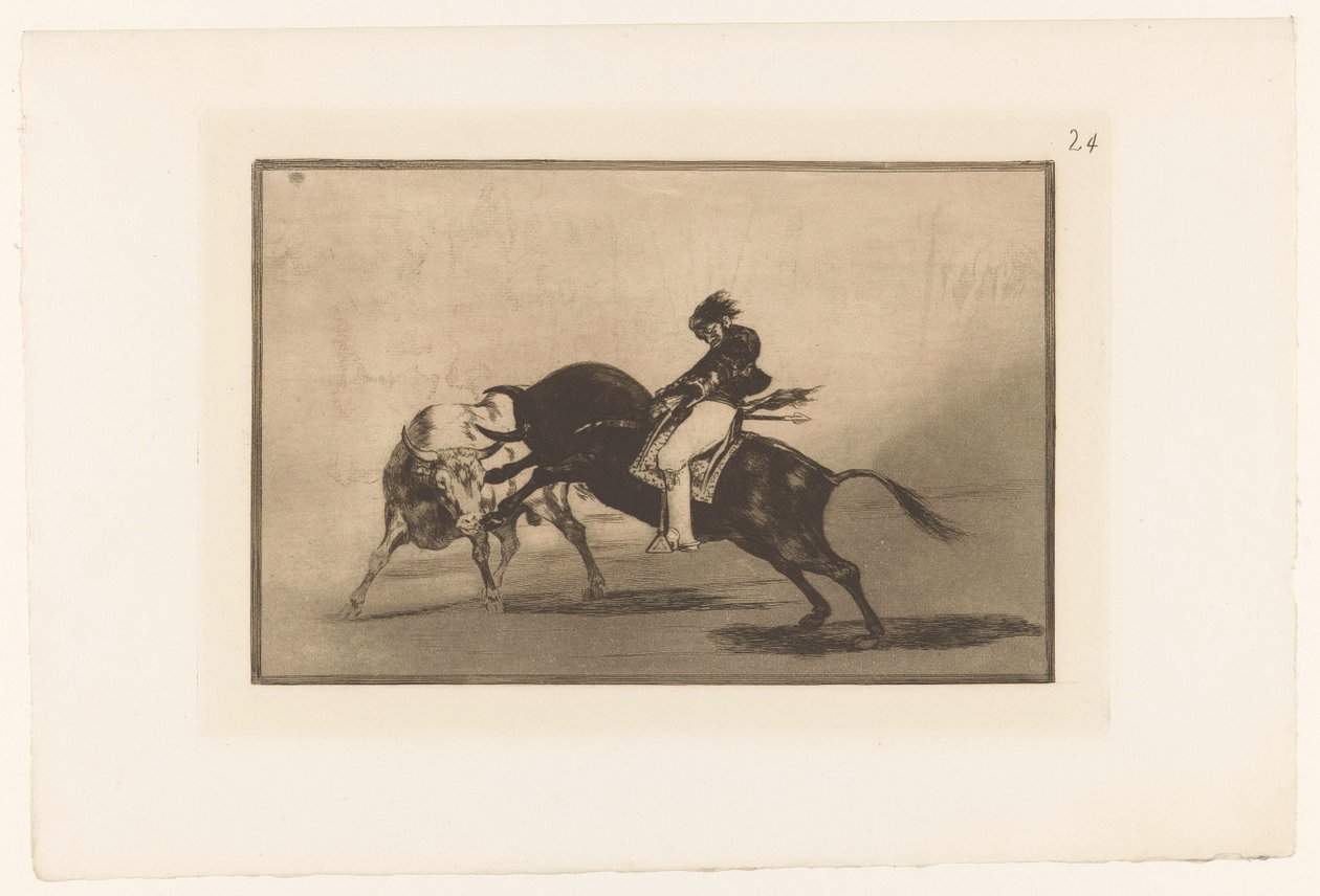 Mariano Ceballos a cavallo di un toro da Francisco de Goya