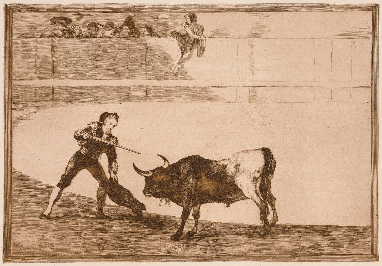 Pedro Romero, *Killing the Halted Bull* (Pedro Romero che uccide il toro fermo), dalla serie *Tauromaquia* da Francisco de Goya
