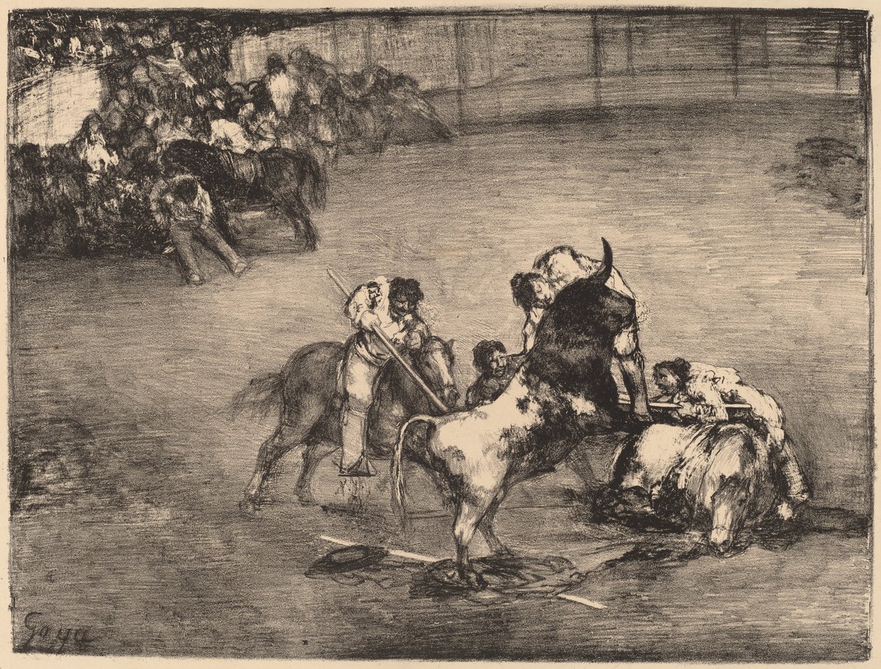 Picador catturato da un toro da Francisco de Goya