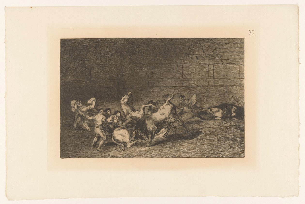Picador infilza una lancia in un toro (serie: La Tauromachia) da Francisco de Goya