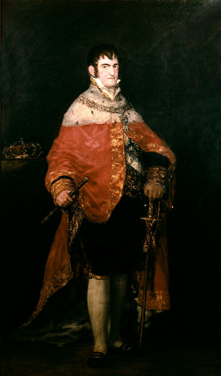 Ritratto del Re di Spagna, Ferdinando VII (1784-1833) con il suo manto reale da Francisco de Goya