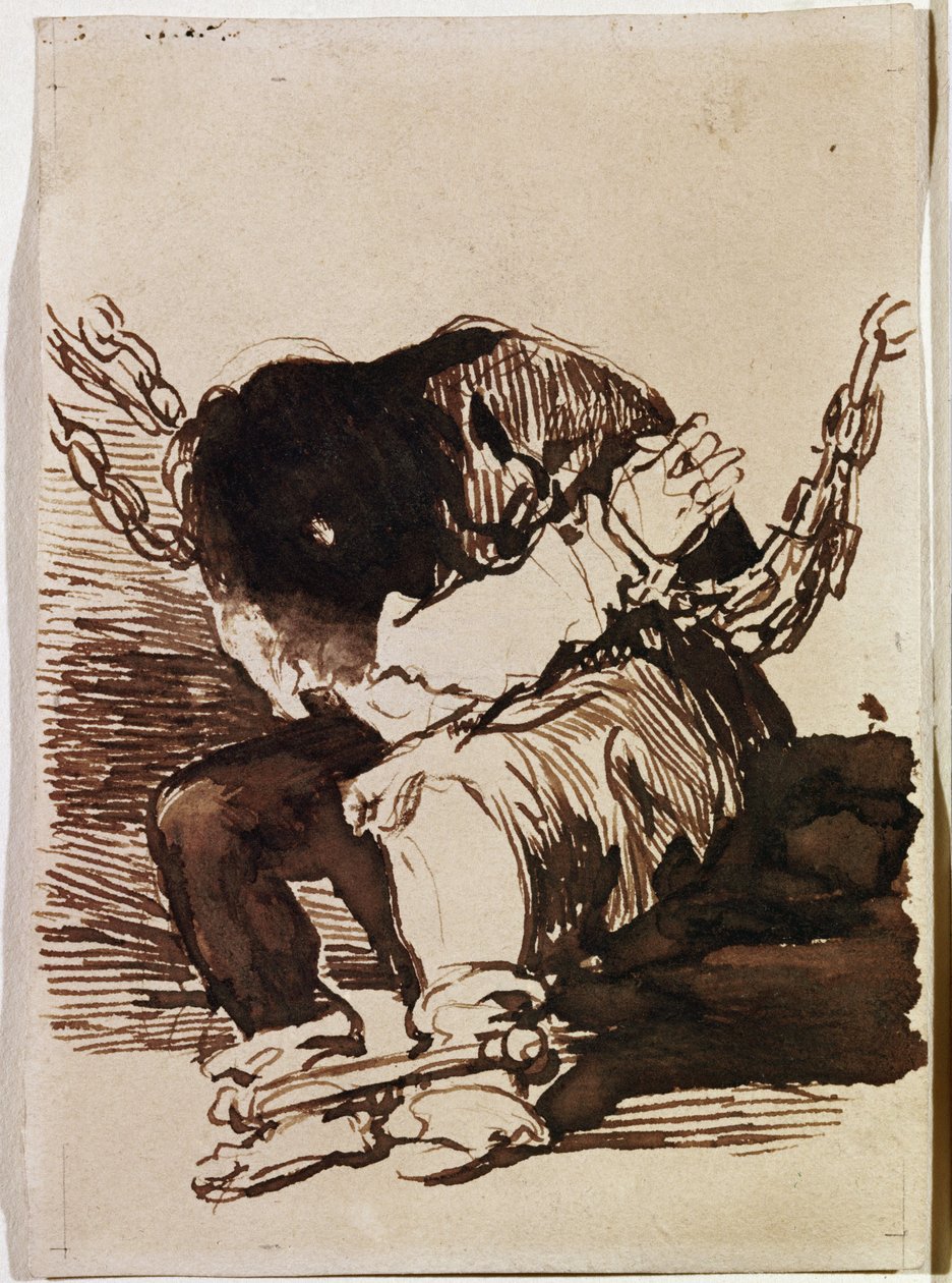 Prigioniero seduto in catene (disegno preparatorio) da Francisco de Goya