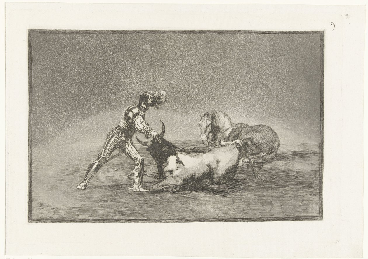 Cavaliere spagnolo uccide un toro da Francisco de Goya