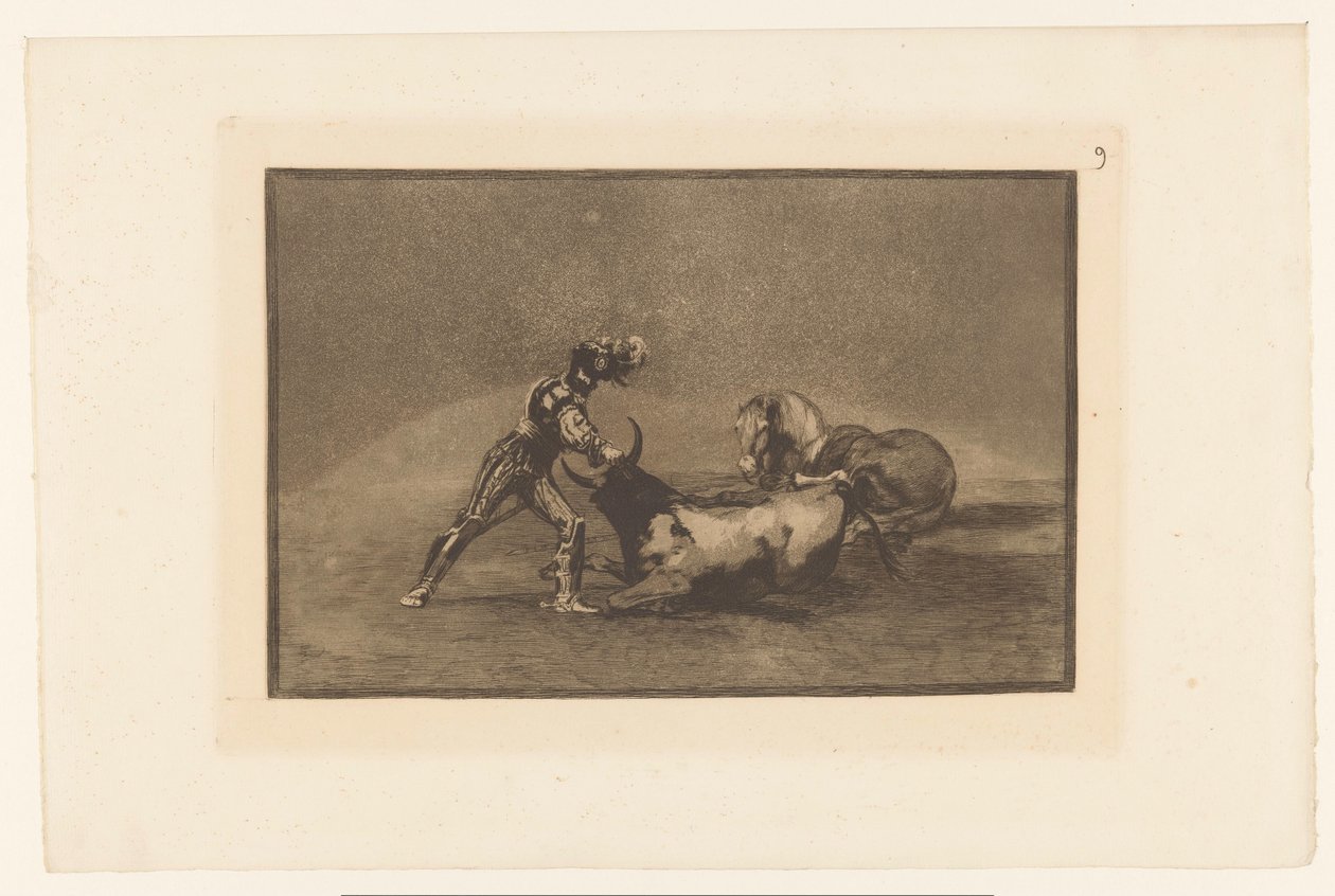 Cavaliere spagnolo uccide un toro da Francisco de Goya