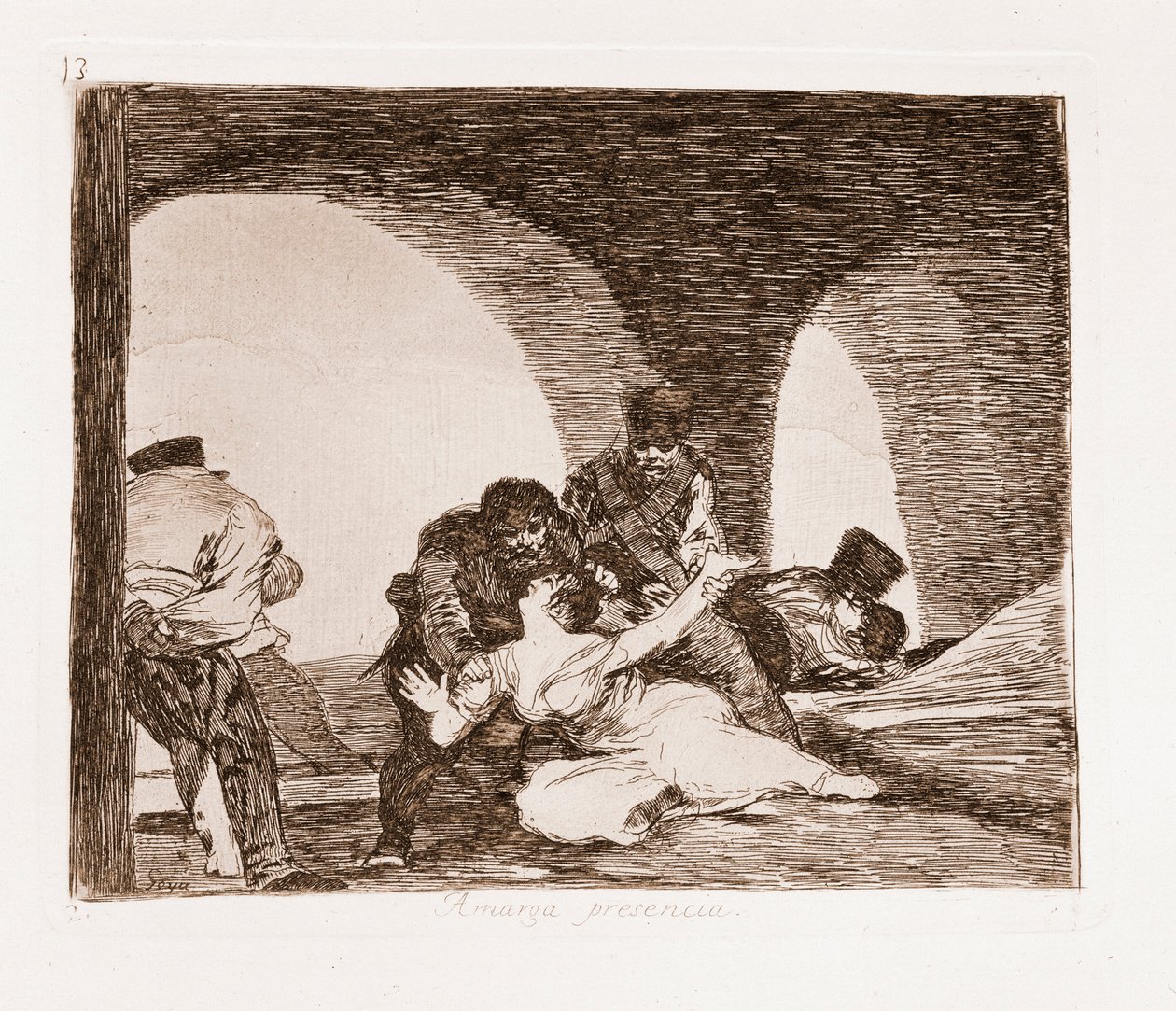 I disastri della guerra: Un uomo testimone dello stupro di sua moglie da Francisco de Goya