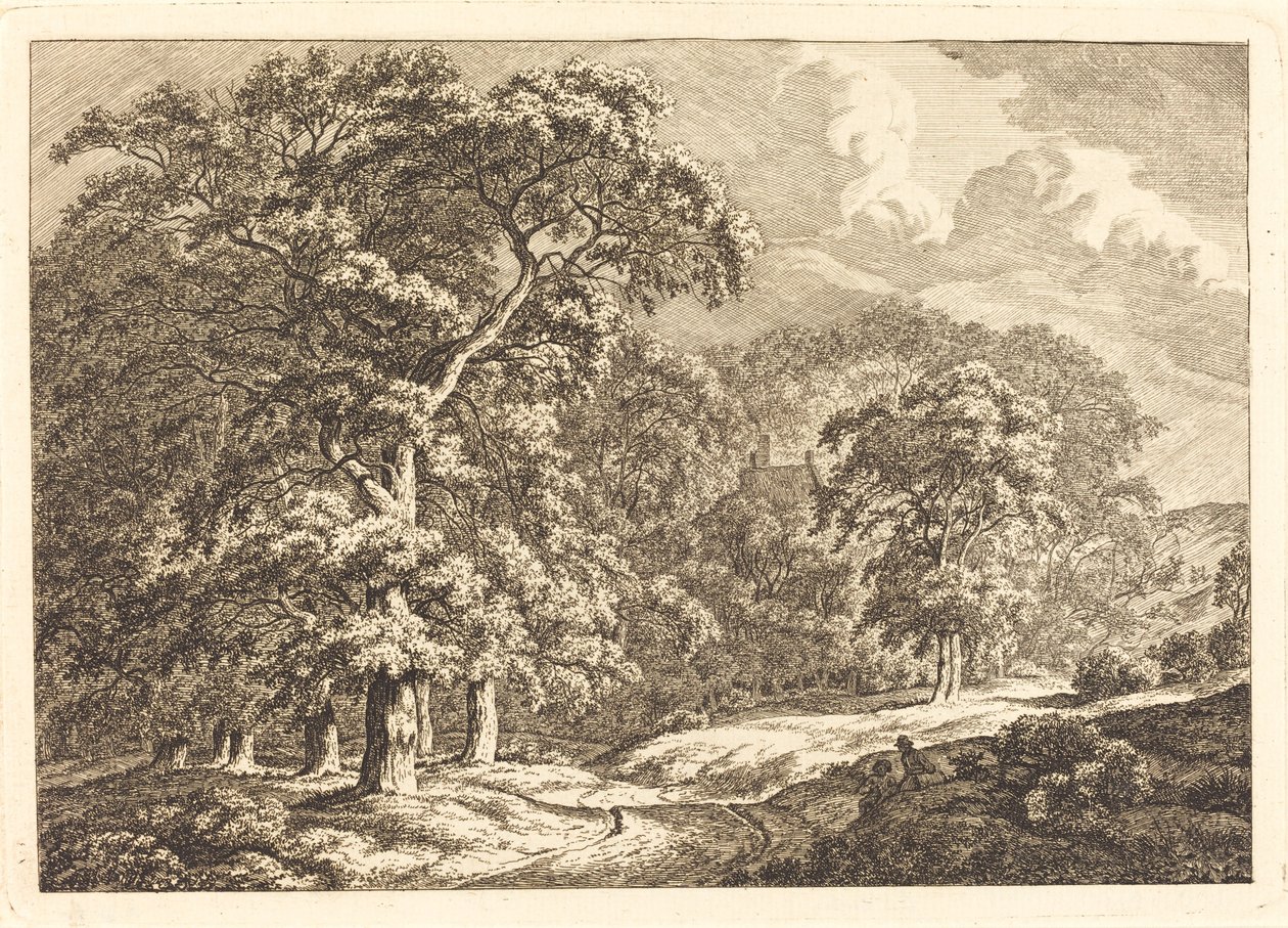 Foresta con Viaggiatori su una Strada da Franciscus A. Milatz