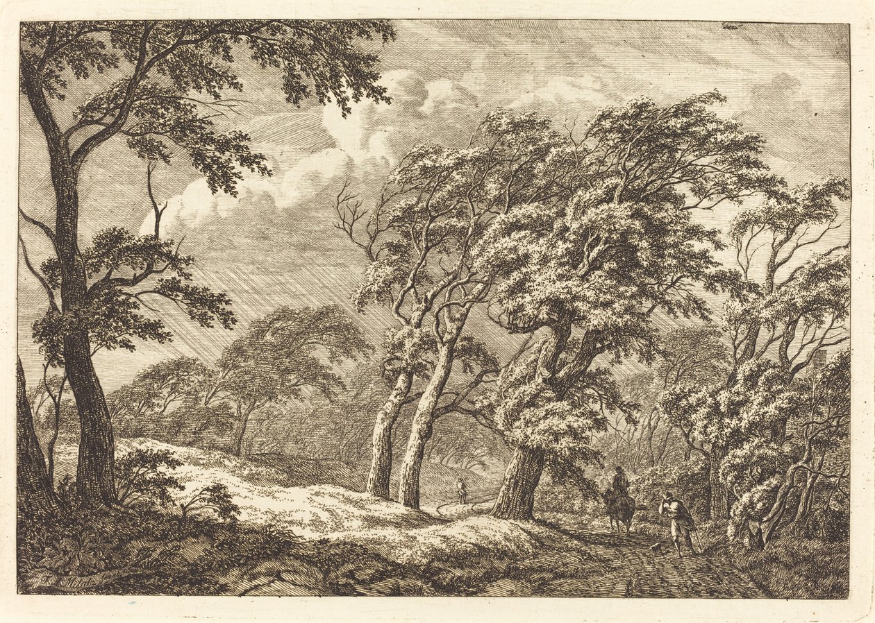 Viaggiatori su una Strada di Foresta durante una Tempesta da Franciscus A. Milatz