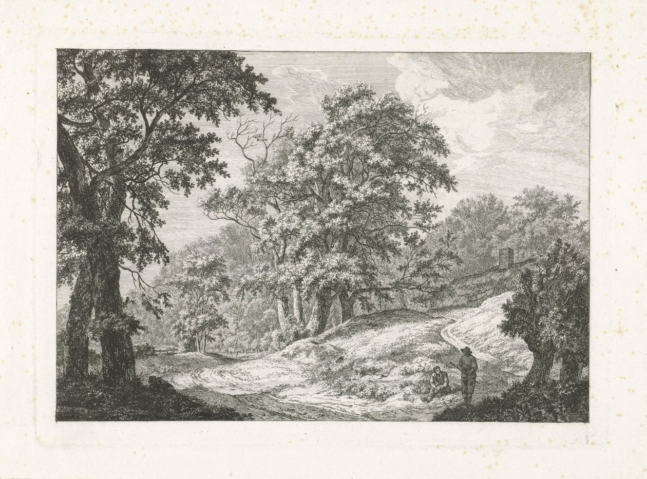 Paesaggio con due figure accanto alla strada da Franciscus Andreas Milatz