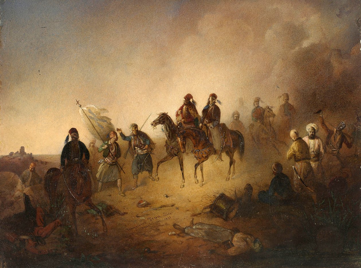 Markos Botzaris alla battaglia di Karpenisi, nella notte dell