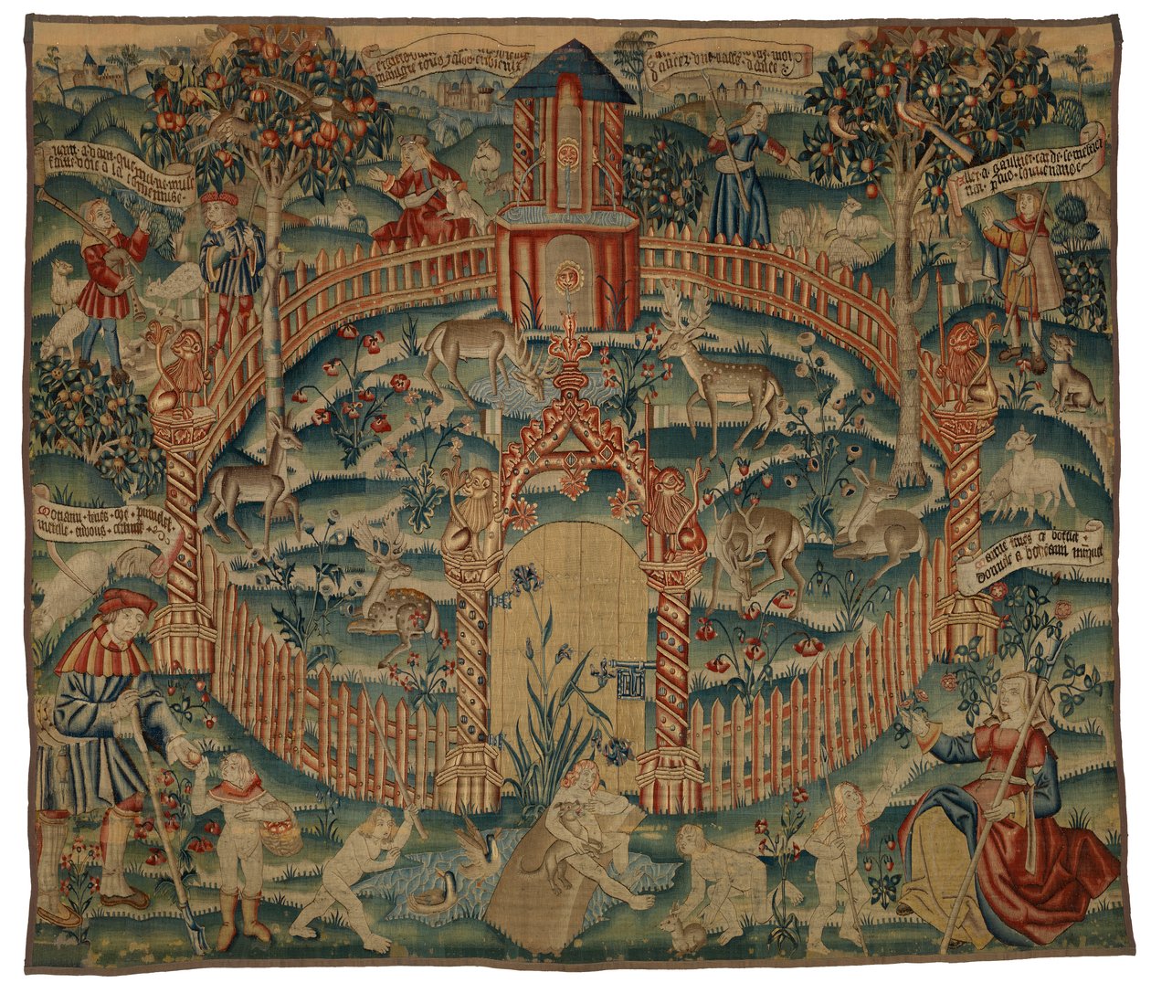 Arazzo, Park au Cerfs, fiammingo o francese, realizzato c.1500 da Franco Flemish School