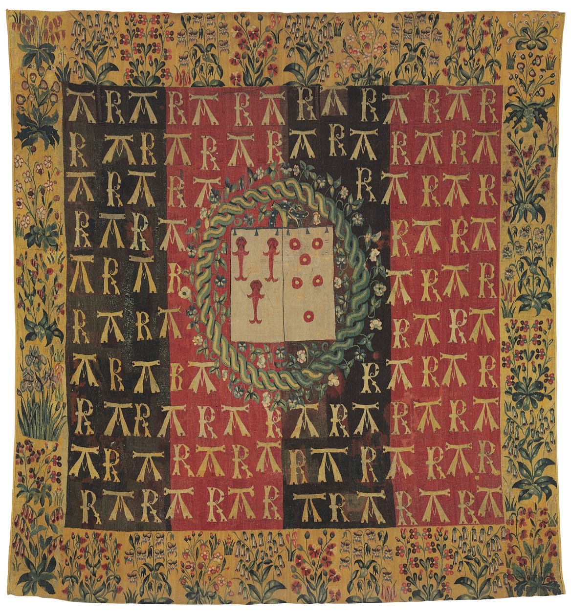 Arazzo armoriale mille-fleurs raffigurante le armi di Robert Chabot e Antoinette d