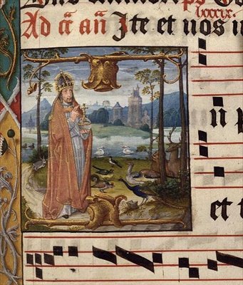 Dio circondato da uccelli e animali, Antifona per la Settuagesima (3ª domenica prima della Quaresima), c.1490-1500 da Franco Flemish School