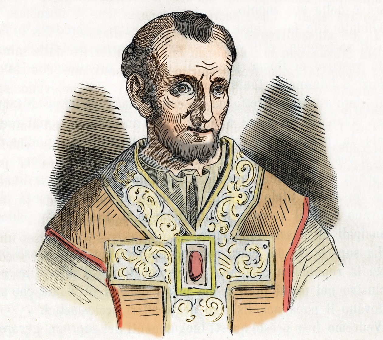 Medioevo: rappresentazione di Papa Niccolò I il Grande, disegno da 