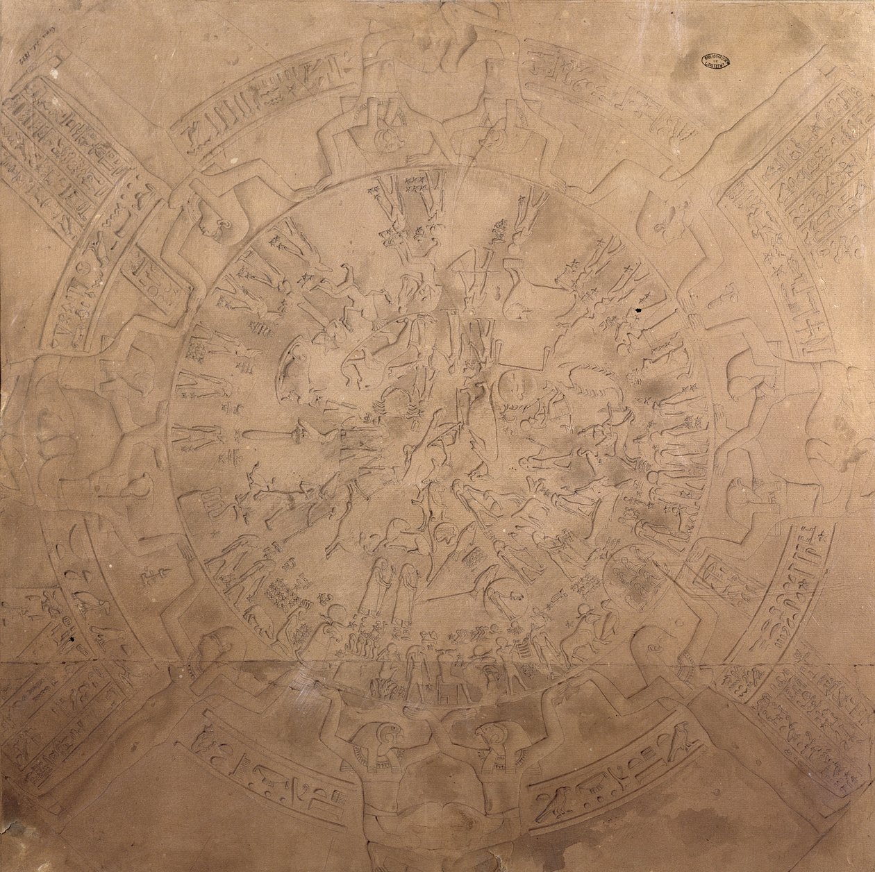 Planisfero astrologico dello zodiaco di Denderah, dal soffitto della cappella del Tempio di Hathor, Denderah, Egitto, 1822 da Francois Chretien Gau