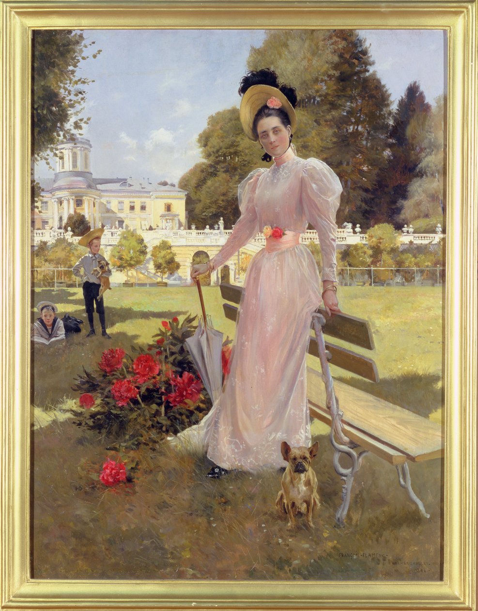 Ritratto della principessa Z.N. Yusupova con i suoi due figli ad Arkhangelskoe, 1894 da Francois Flameng