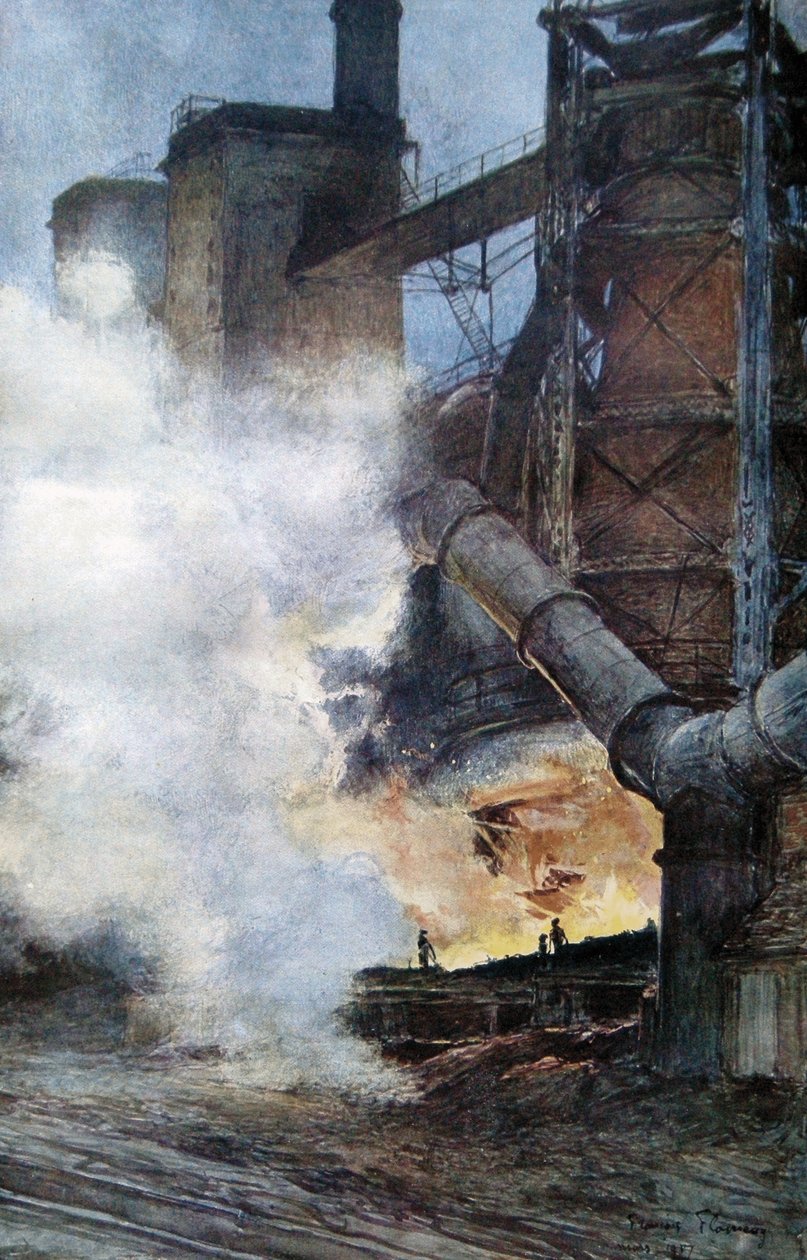 Acciaierie a Chasse, Isère, 1917 da Francois Flameng