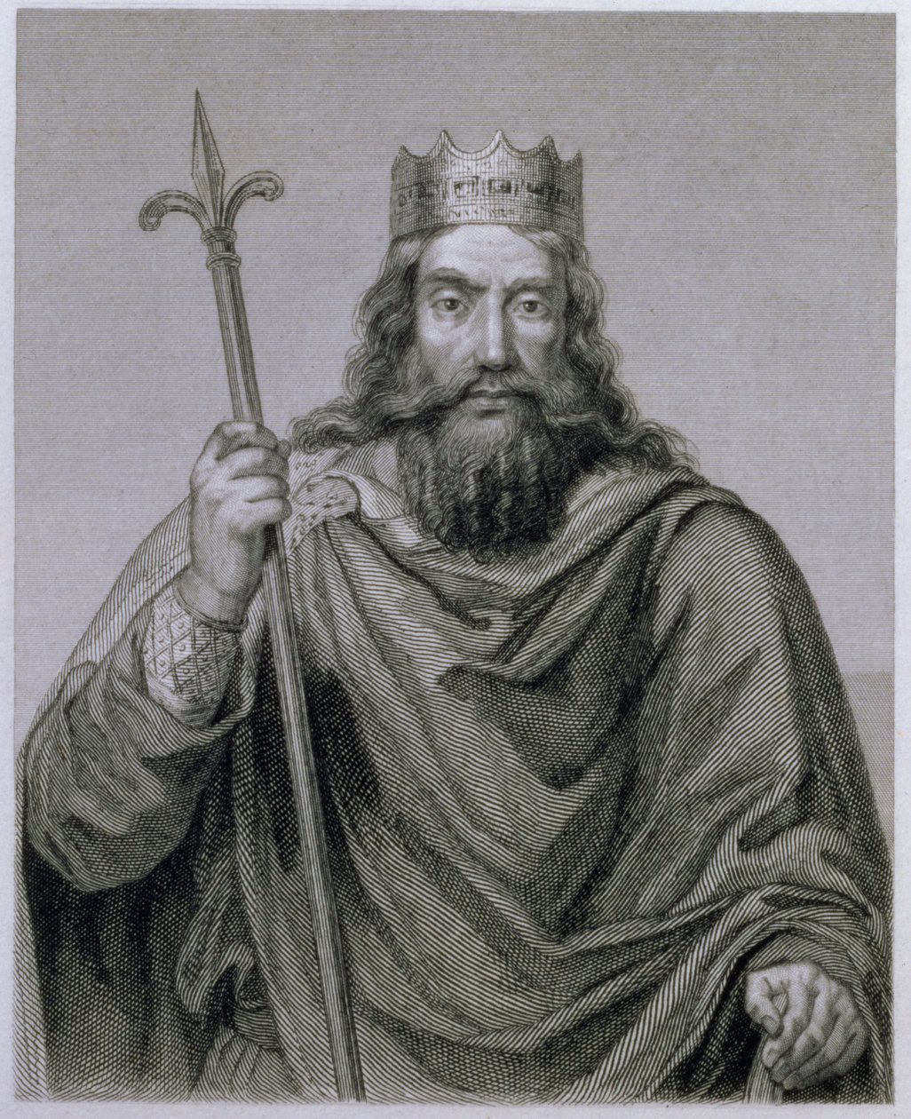 Clodoveo I (465-511) sovrano merovingio dei Franchi, inciso da G. Lewy da Francois Louis Dejuinne