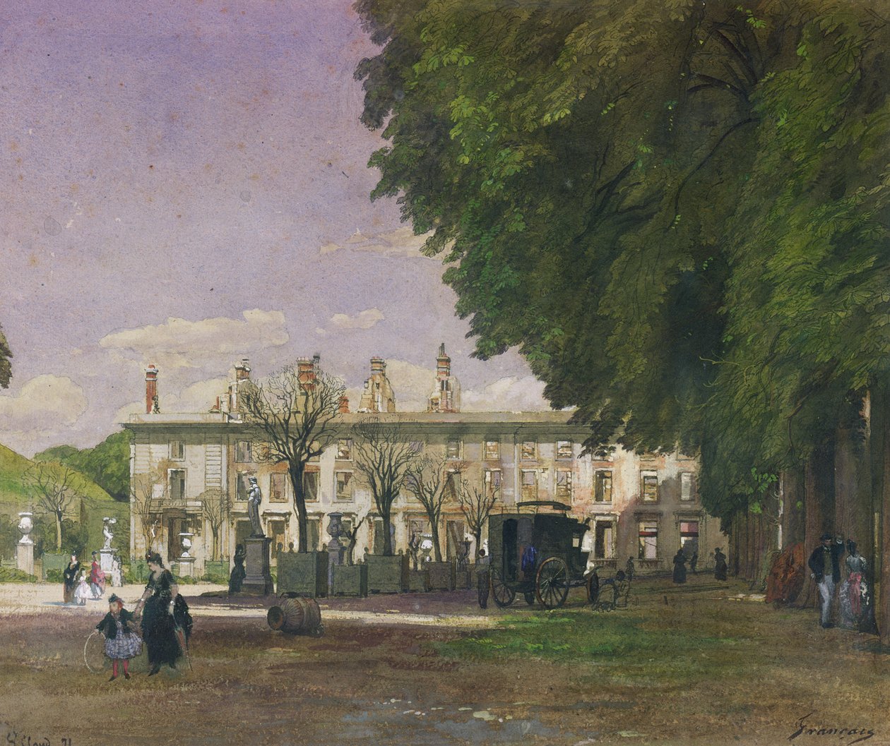 Le rovine del castello di Saint-Cloud nel 1871 da Francois Louis Francais