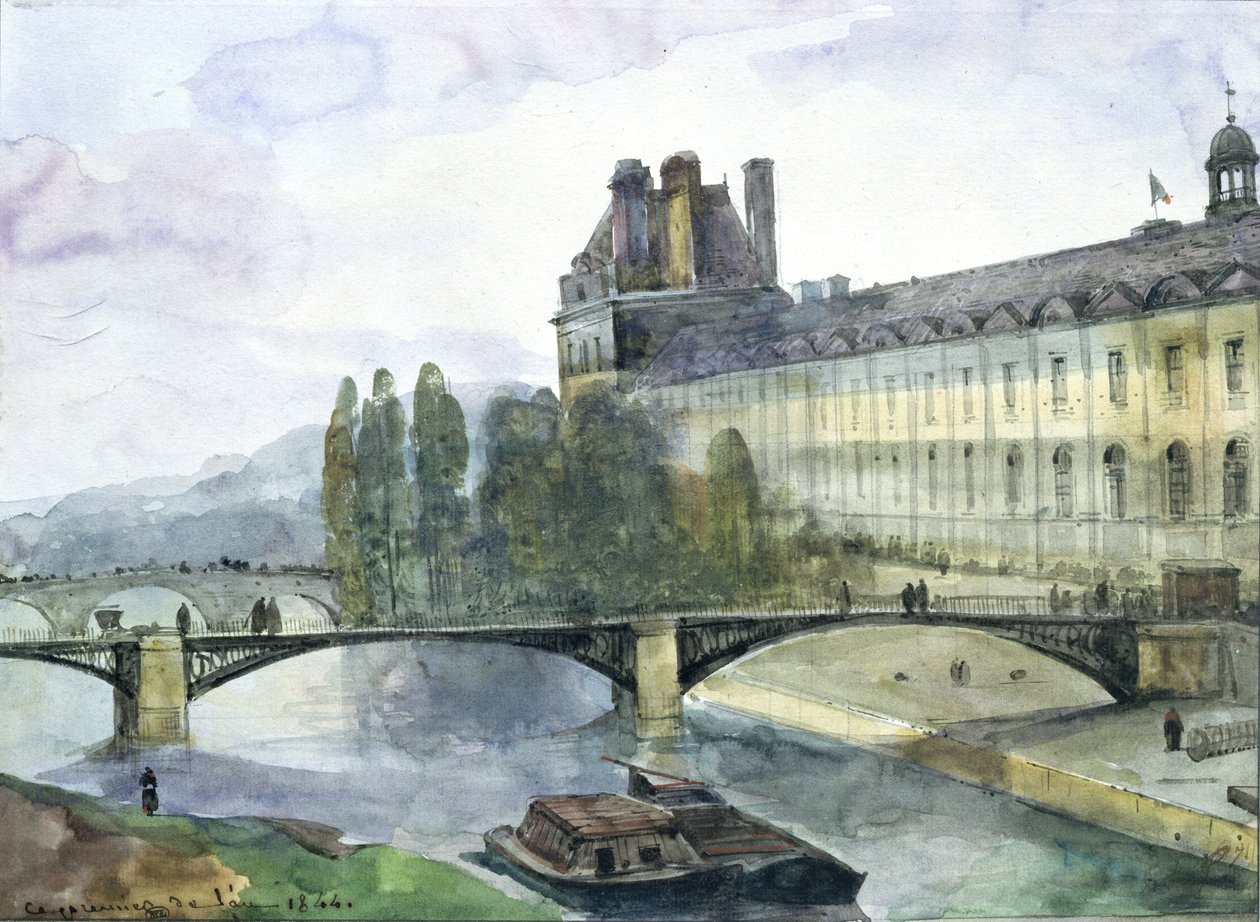 Veduta del Padiglione di Flora del Louvre, 1844 da Francois Marius Granet
