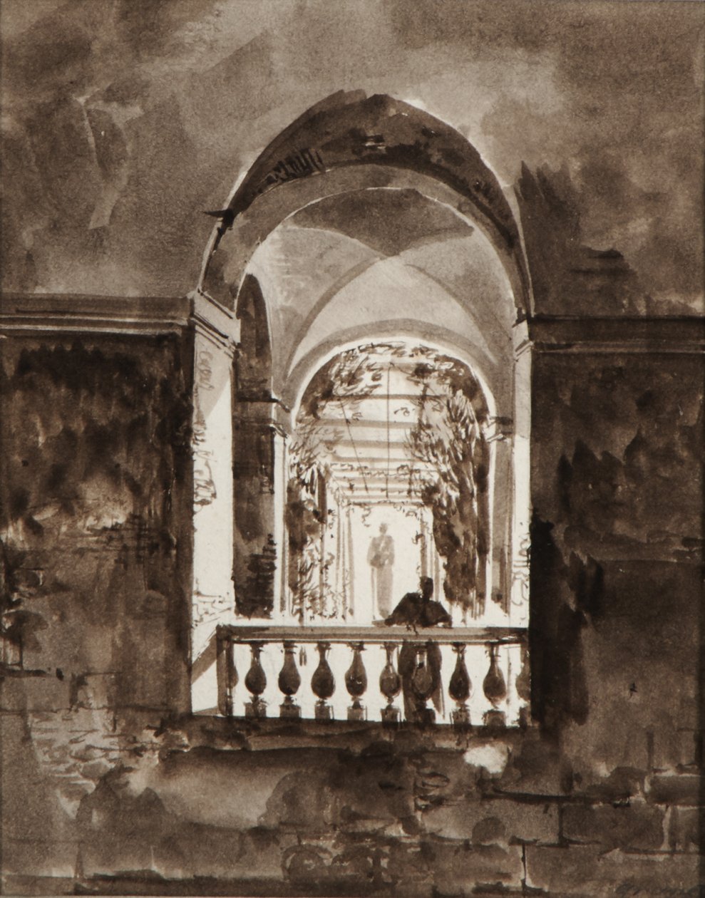Figura su un balcone da Francois-Marius Granet