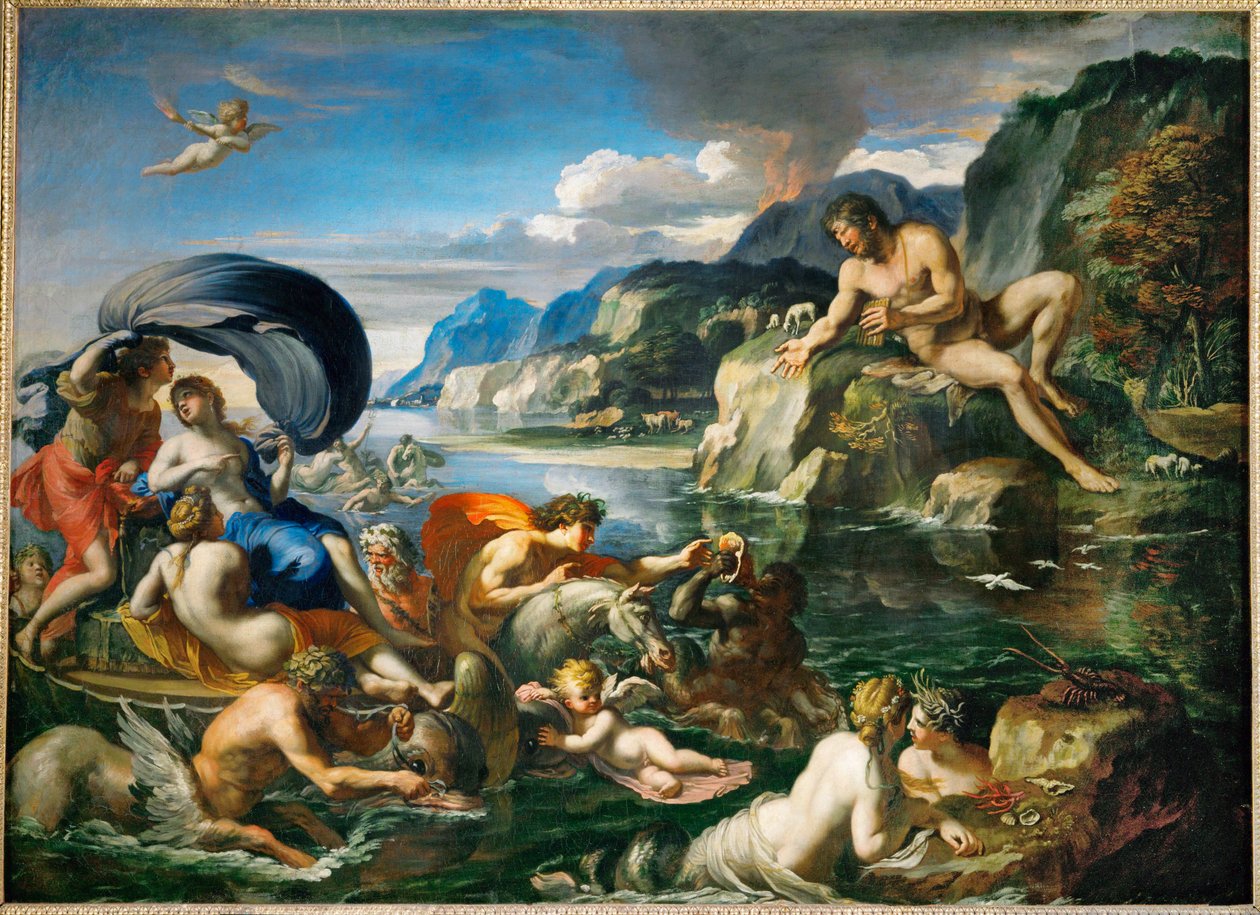 Acis et Galatee se derobant au regard de Polypheme Acis e Galatea si nascondono davanti a Polifemo ... da Francois (1590 1650) (after) Perrier