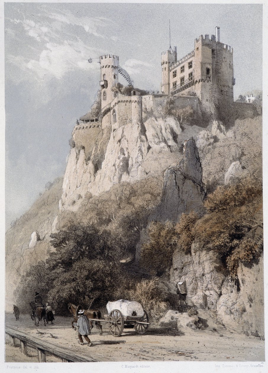 Castello Rheinstein - in "Il Reno monumentale e pittoresco", litografie di Fourmais e Stroobant da Francois Stroobant