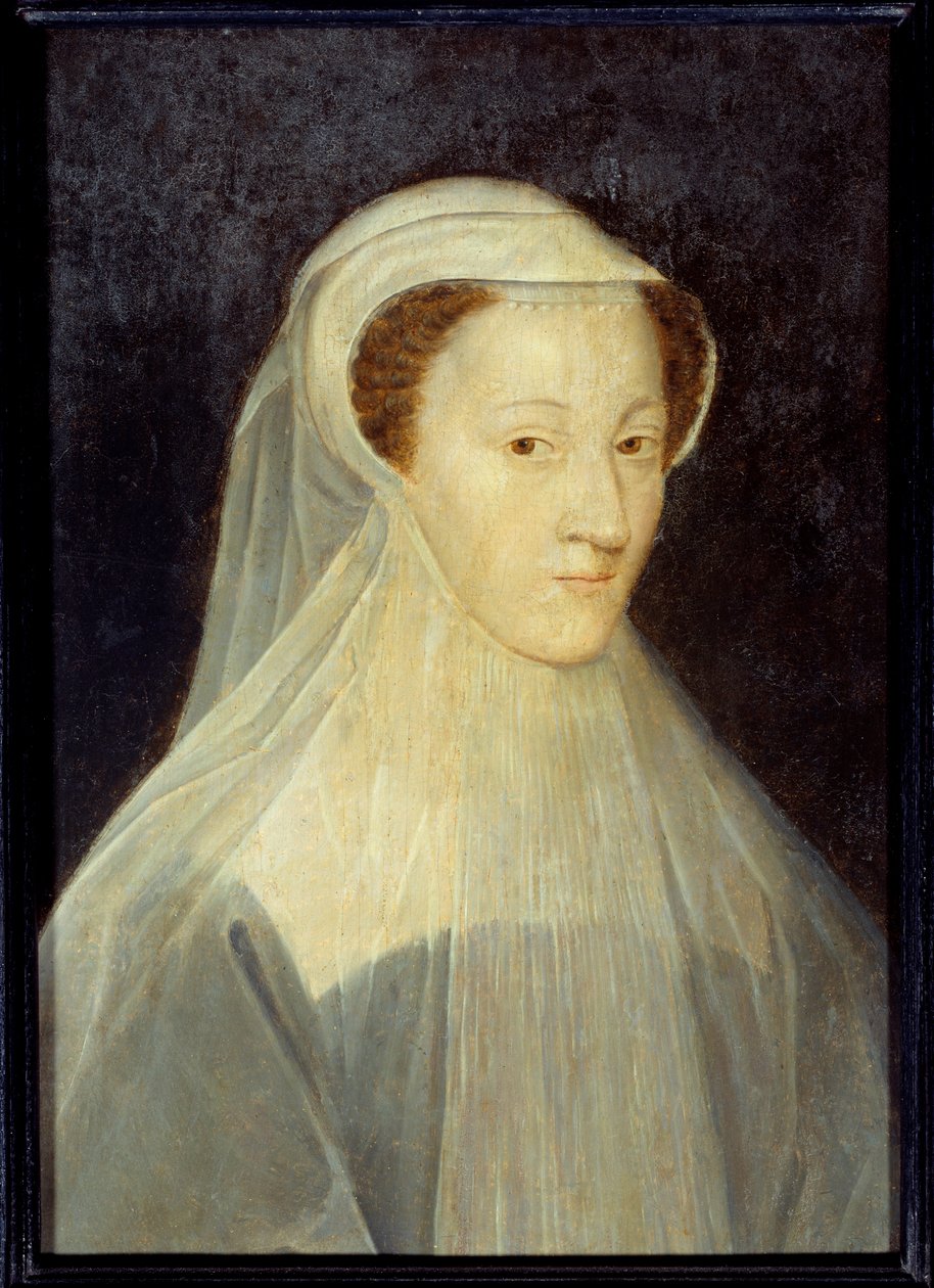 Ritratto di Maria Stuarda (1542-1587), Regina di Francia e Regina di Scozia in abito da lutto. Dipinto della bottega di François Clouet (1515-1572), circa 1560. Olio su legno. Dim: 0,37 x 0,26m. Parigi, Museo Carnavalet da Francois (workshop of) Clouet