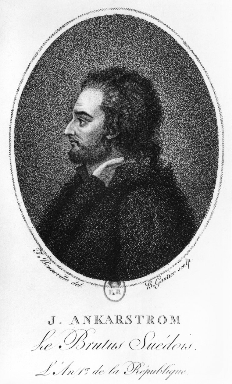 Ritratto di Johan Ankarstrom, inciso da B. Gautier, 1792 da Francois Bonneville