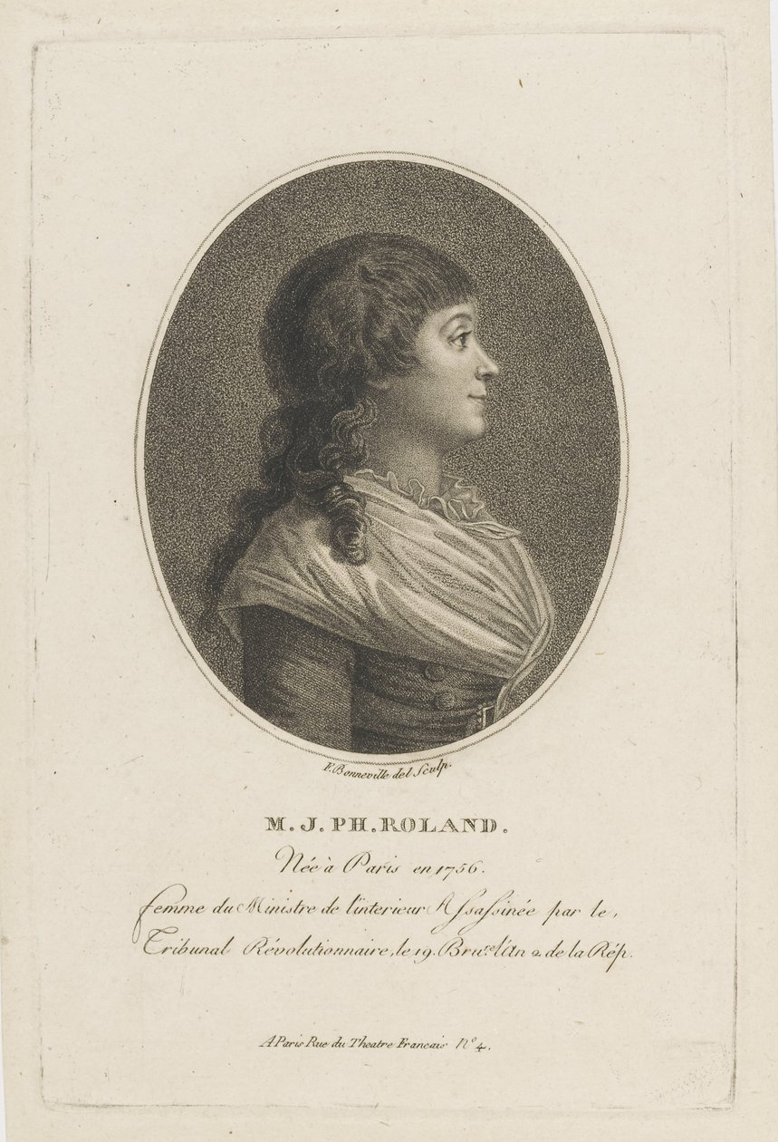 Ritratto di Madame Roland 1754-1793, c. 1800 da Francois Bonneville