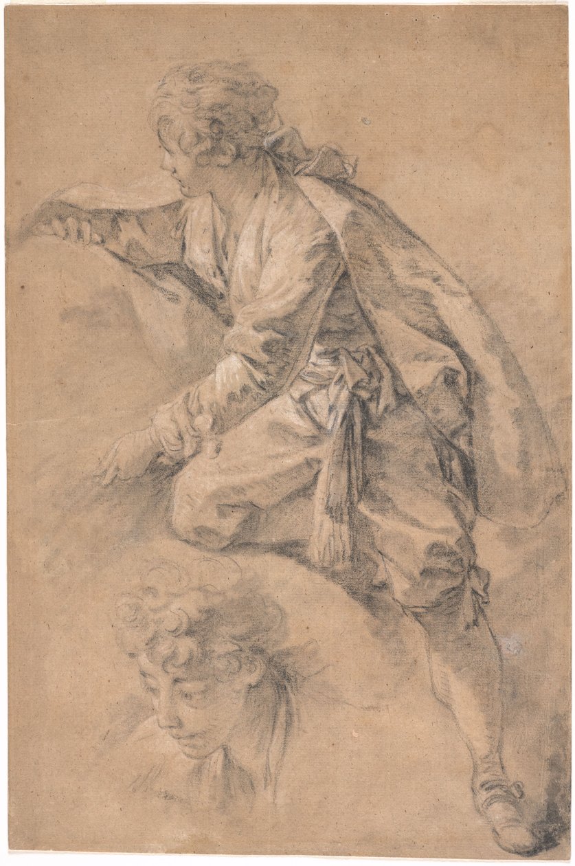 Un giovane in ginocchio, con entrambe le braccia tese da François Boucher