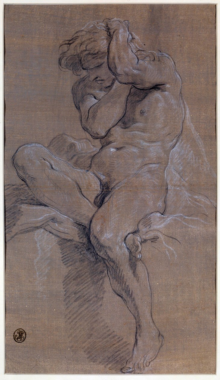Accademia di uomo nudo seduto da François Boucher