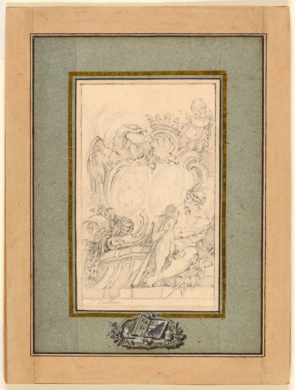 Ex libris araldico per Crozat, Barone di Thiers da François Boucher