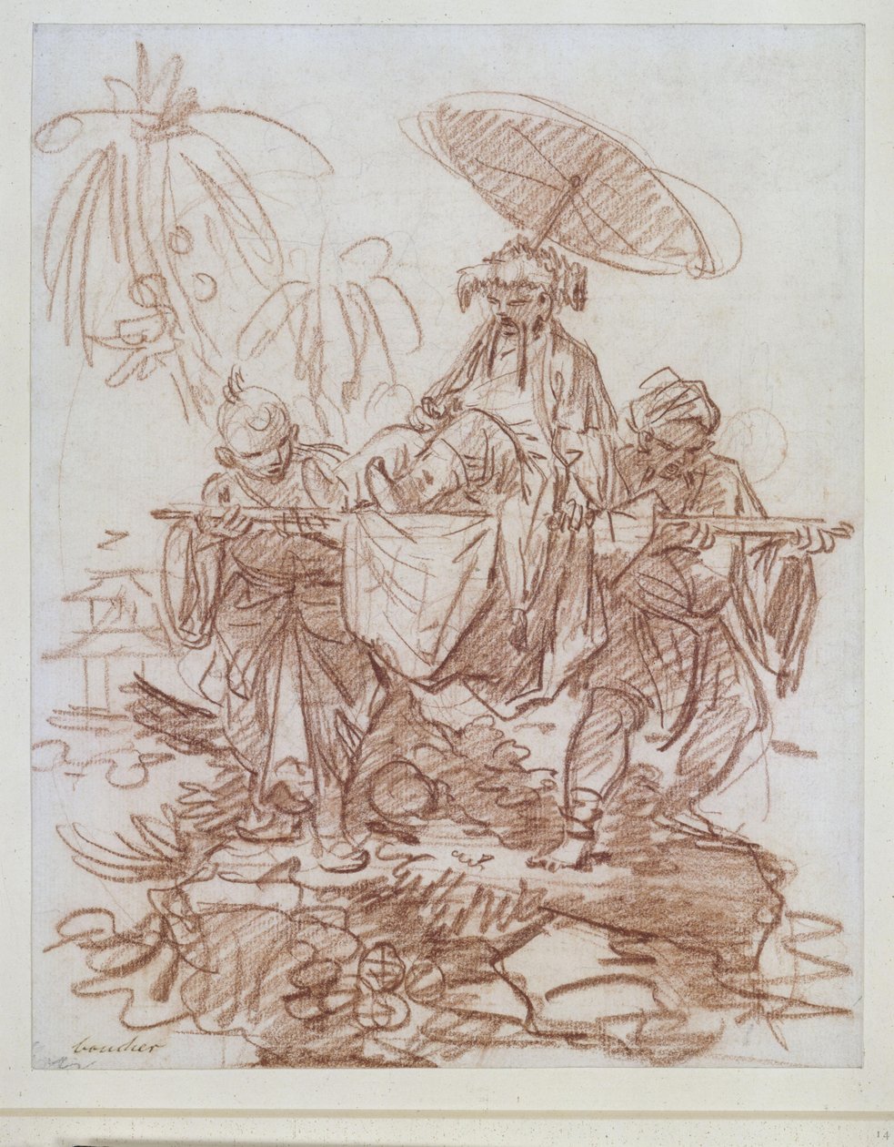 Alto dignitario cinese, portato da due servitori da François Boucher