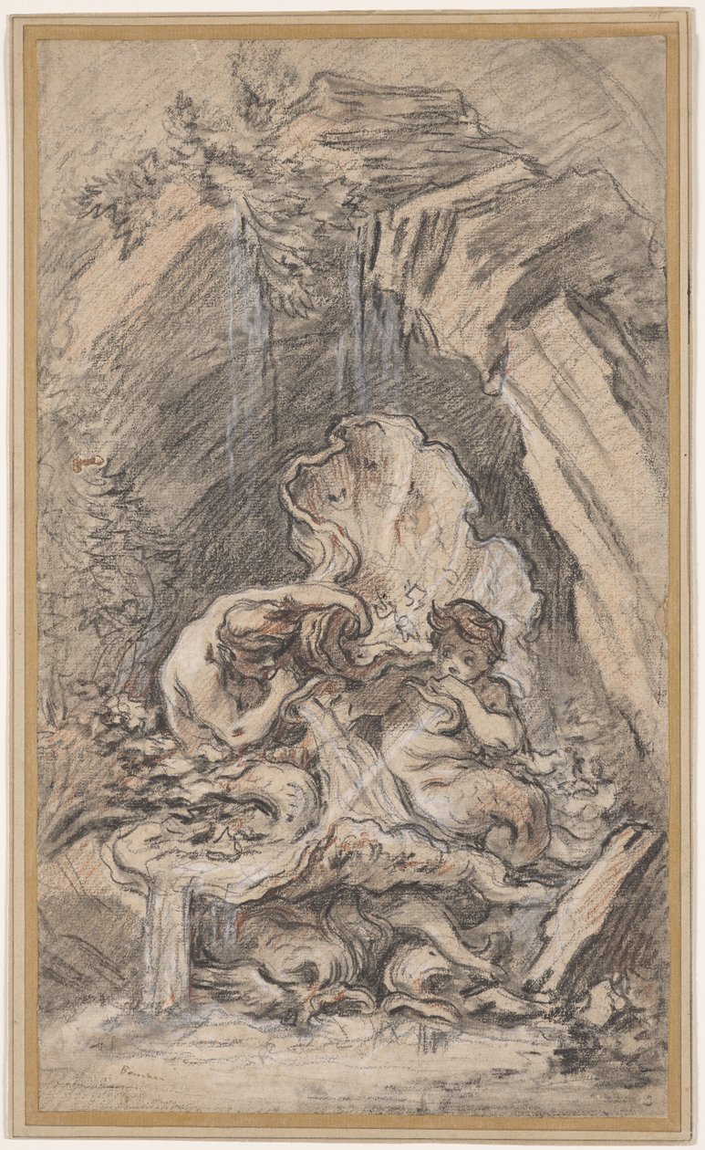 Fontana con Due Tritoni che Soffiano Conchiglie da François Boucher