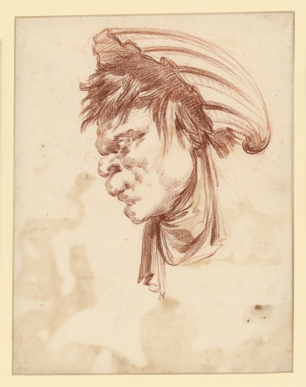 Testa grottesca di profilo verso sinistra con una conchiglia come copricapo da François Boucher