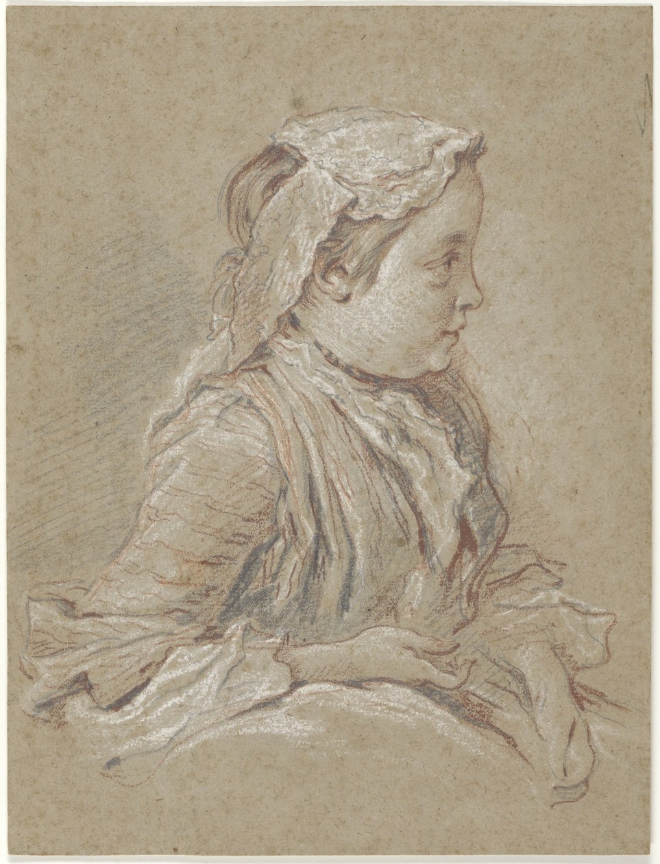 Giovane donna con un cappellino di pizzo da François Boucher