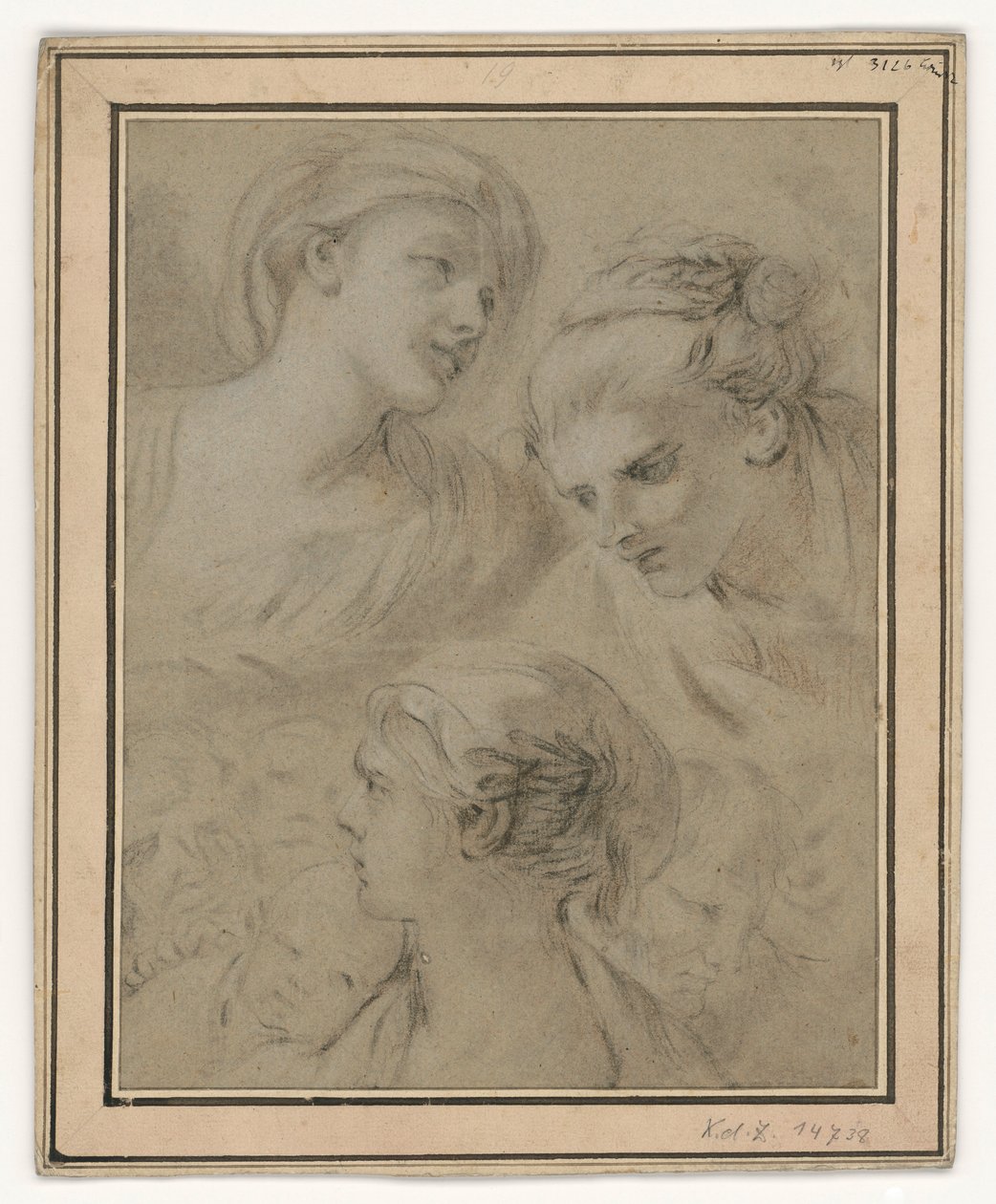Studi sul volto che illustrano in modo esemplare diverse emozioni da François Boucher