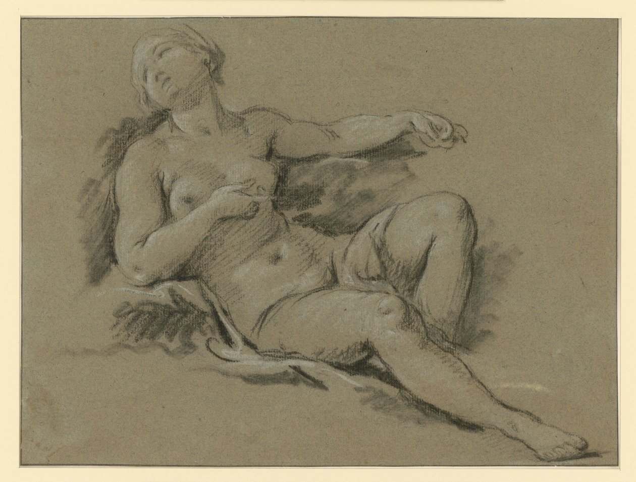 Figura di nudo femminile in posizione sdraiata da François Boucher