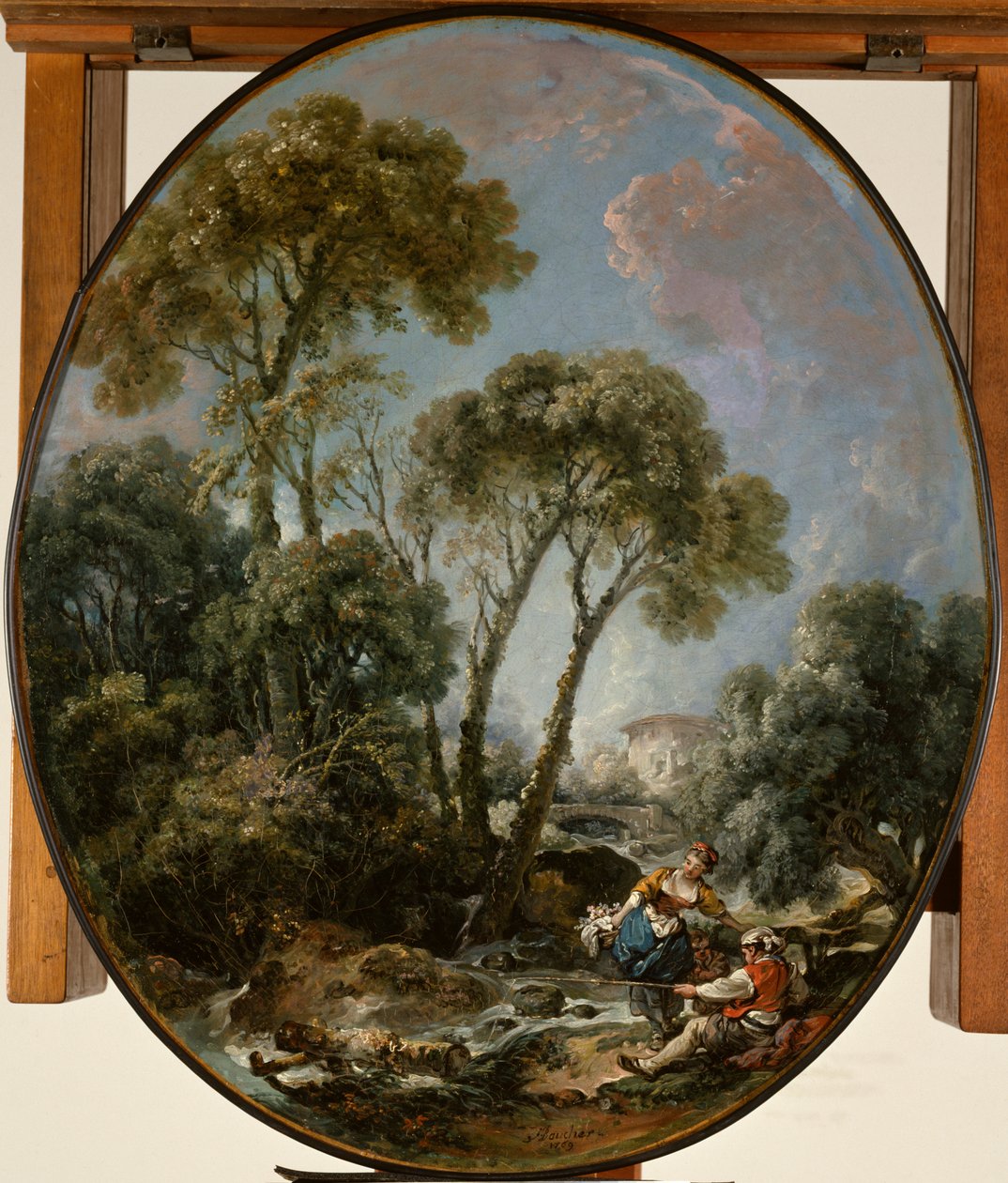 Paesaggio con pescatore e giovane donna da François Boucher