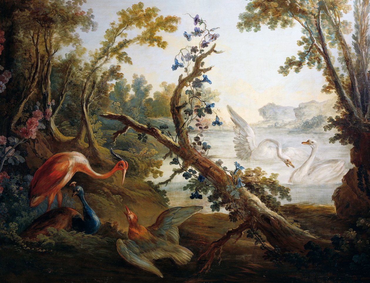 Paesaggio con cigni, ca 1765, dettaglio da François Boucher