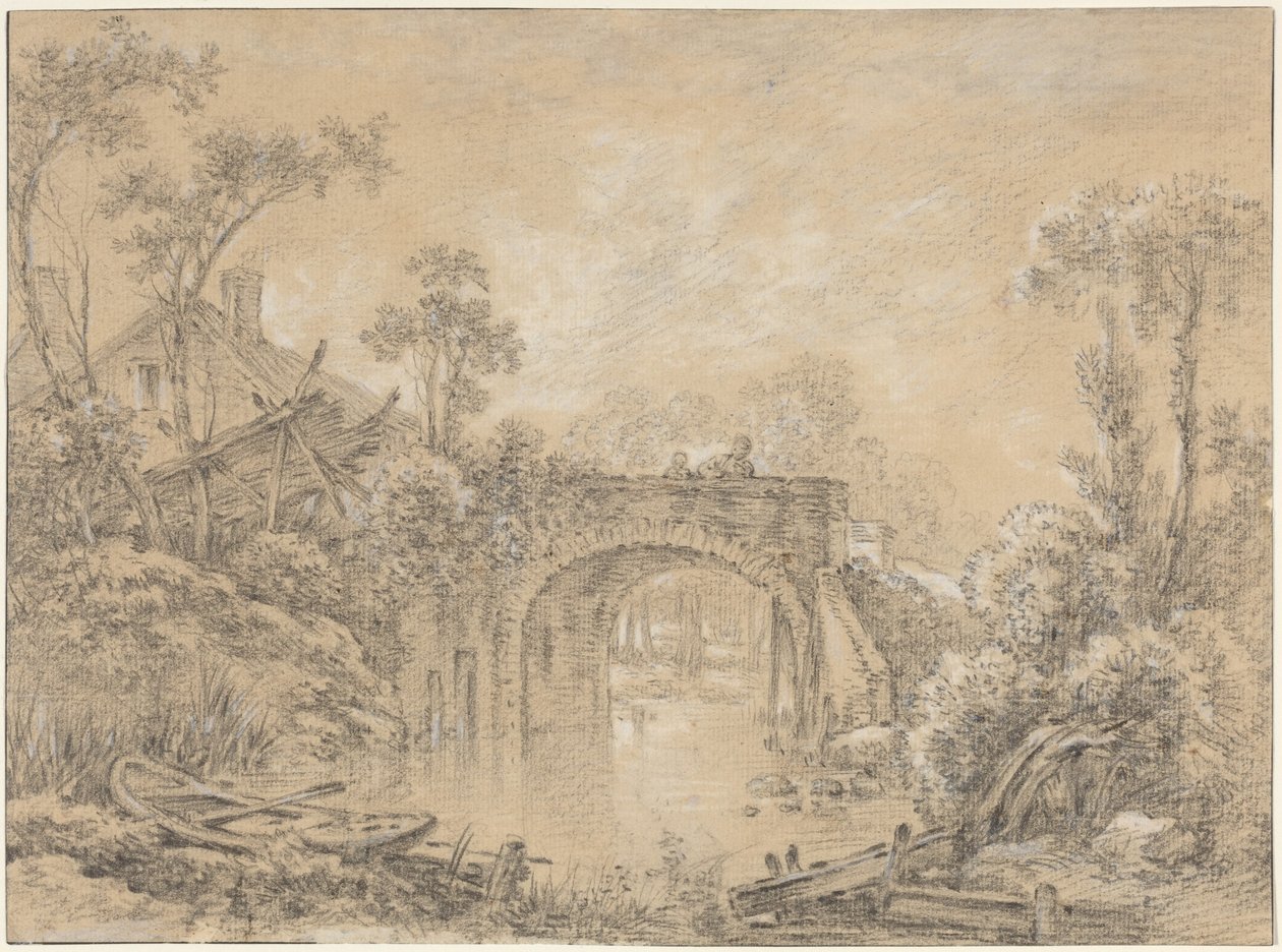 Paesaggio con un ponte rustico da François Boucher