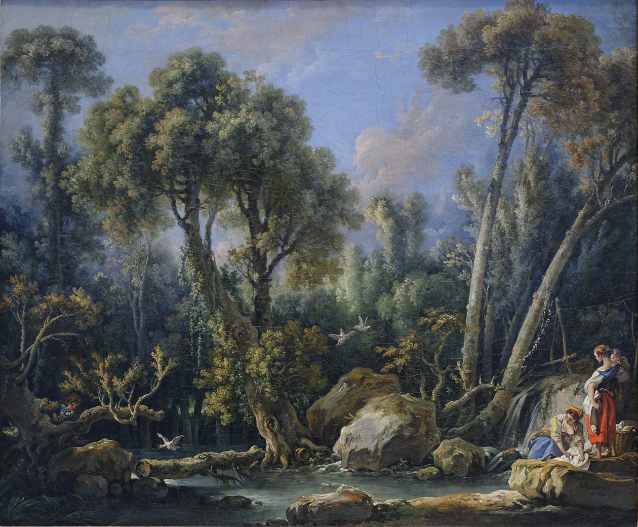 Lavandaie in un paesaggio da François Boucher