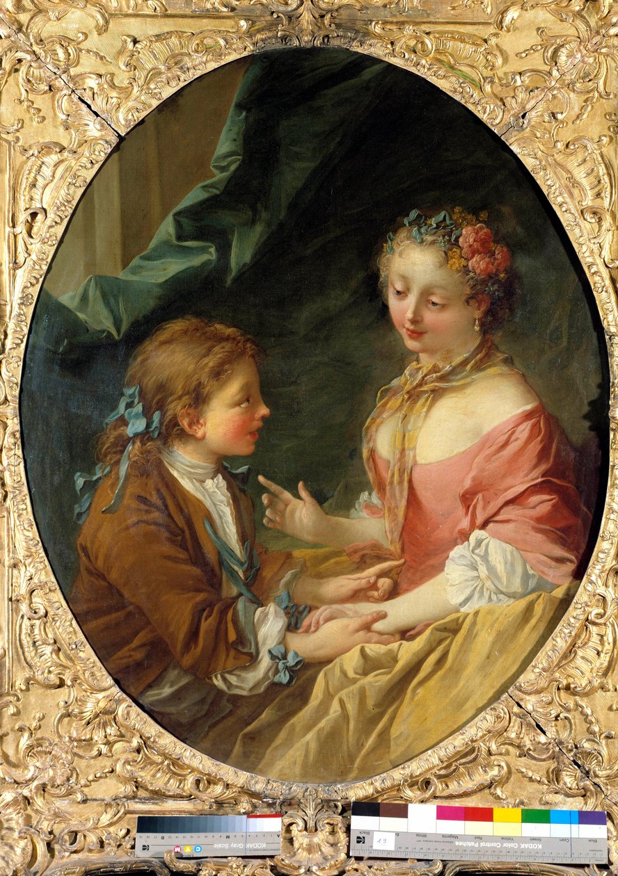 Di tre cose ne farai una? Scena galante da François Boucher