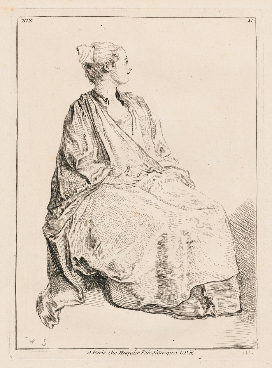 Donna seduta rivolta a destra da François Boucher