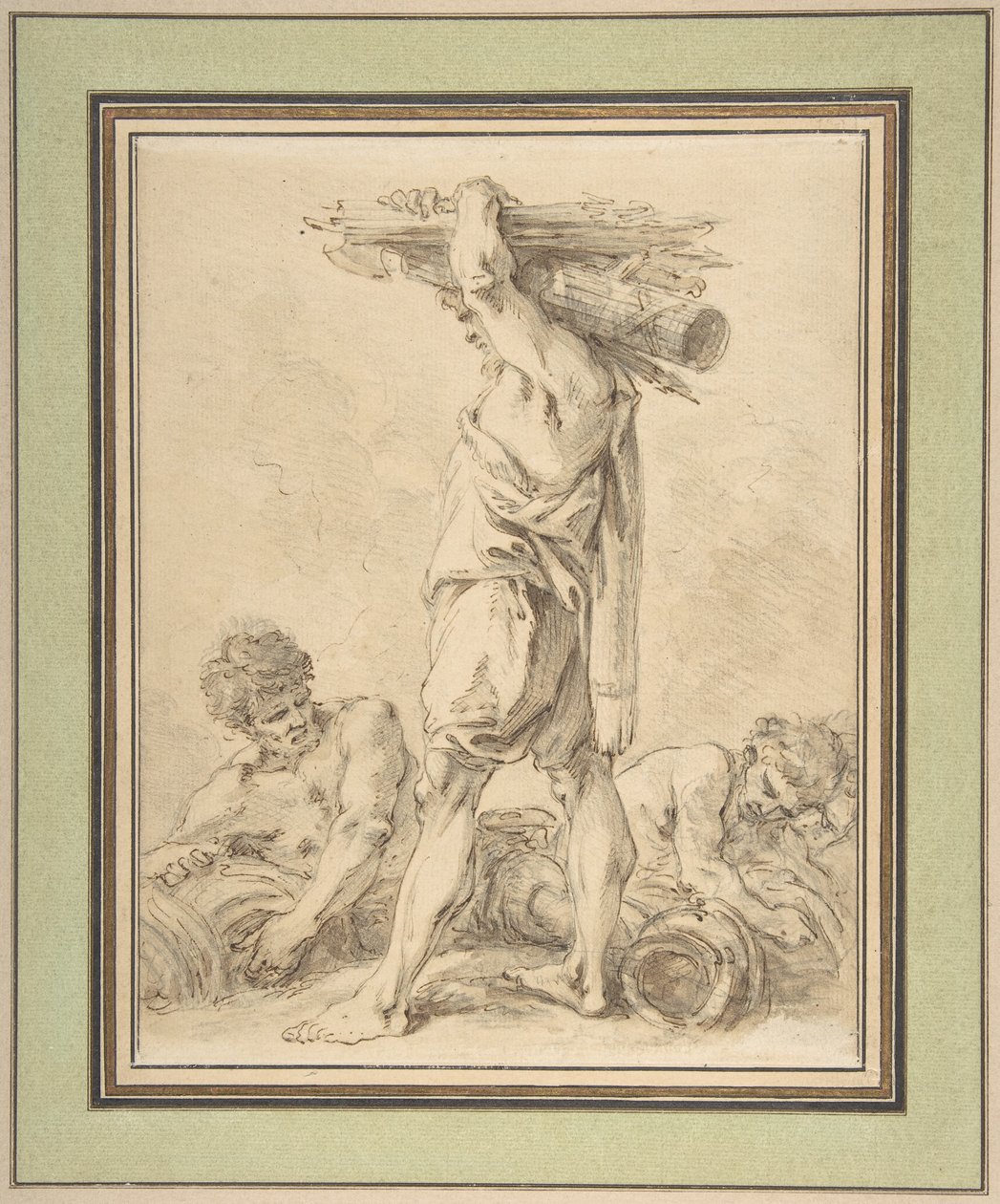 Uomo in piedi con le fasci e le armi da François Boucher