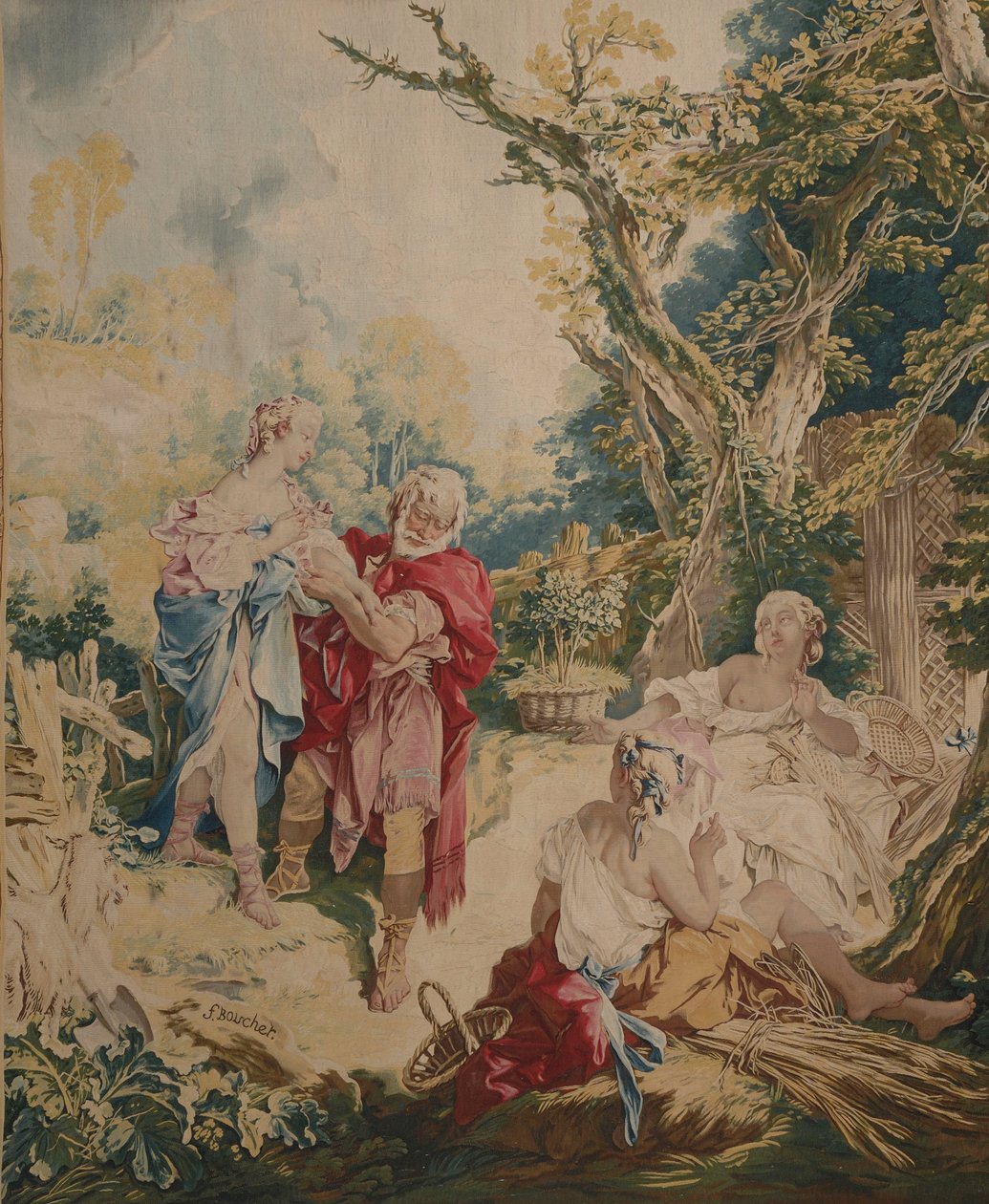 Arazzo che mostra Psiche e il cestaiolo da François Boucher