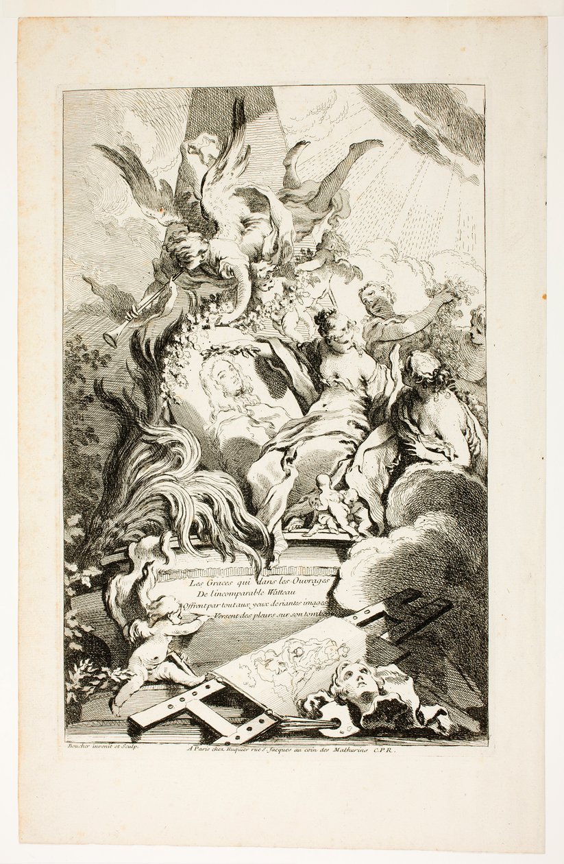 Le grazie sulla tomba di Watteau da François Boucher