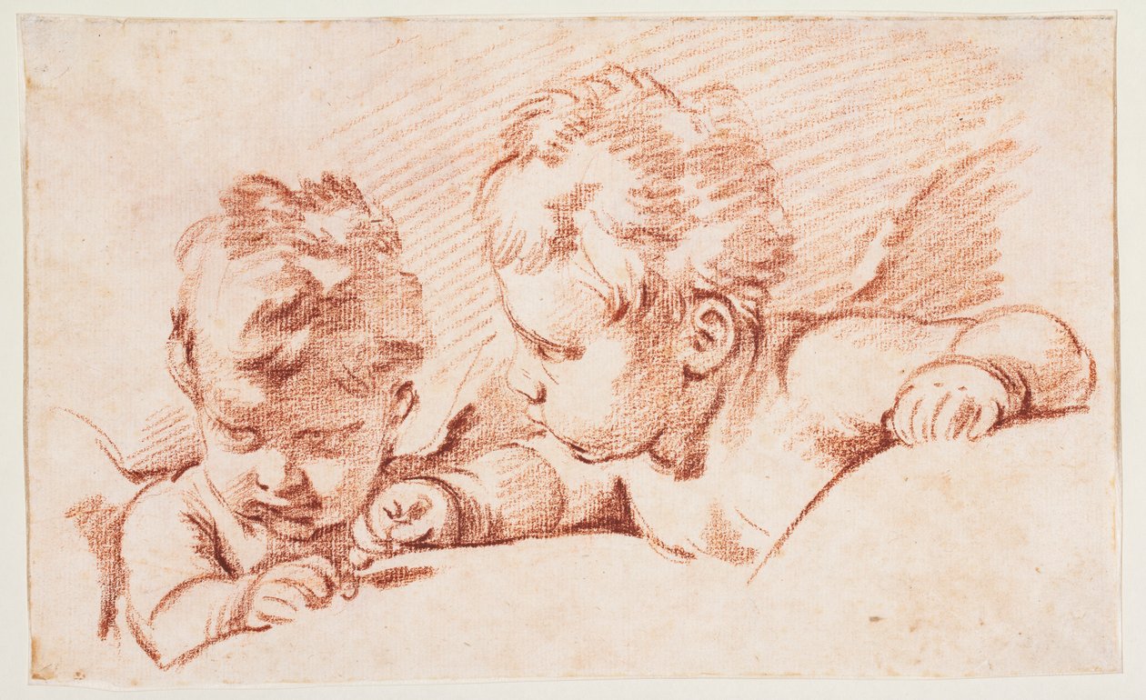 Due putti. Bozza per sopraporta ad Amalienborg da François Boucher